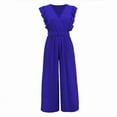 thumbnail image 1 of Lisingtool Womens Overalls Women's Jumpsuit Slim Temperament Jumpsuit High Waist Sleeveless Leaf V Neck Pleated Wide Leg Culottes Jumpsuits for Women Dressy C, 1 of 3