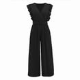 thumbnail image 1 of Lisingtool Womens Overalls Women's Jumpsuit Slim Temperament Jumpsuit High Waist Sleeveless Leaf V Neck Pleated Wide Leg Culottes Jumpsuits for Women Dressy A, 1 of 3