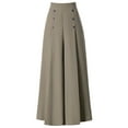thumbnail image 1 of Lisingtool Womens Pants Fashion Pleated Women's Spring And Summer High Waist Loose Slim Middle Aged Women's Pants Nine Points Culottes Casual Swing Pants Wide Leg Pants for Women Coffee, 1 of 4