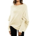 thumbnail image 1 of Lisingtool Womens Sweaters Fall Sweaters for Women Asymmetric Draped Jumper Long Batwing Sleeve off The Shoulder Sweater Slouchy Knit Pullover Long Sleeve Tops Beige, 1 of 7