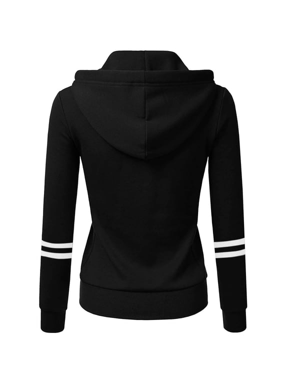 Womens Tops Hoodies for Women Cardigan for Women Zip Up Hoodie Women Autumn and Winter Women's Sweater Sports Solid Color Cardigan Zipper Hooded Jack Black