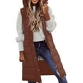 thumbnail image 1 of Lisingtool Womens Tops Women's Long Winter Coat Vest with Hood Sleeveless Warm down Coat with Pockets Quilted Vest down Jacket Quilted Outdoor Jacket Womens Winter Coats Brown, 1 of 6