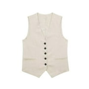 Clearance! Lisingtool Plus Size Coat Women's Solid Casual Linen Blend Vest Jacket Promotion Sale