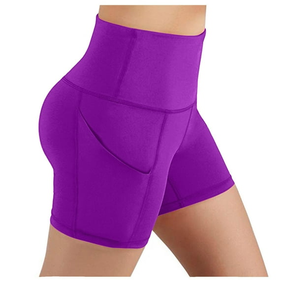 Lisingtool Workout Shorts Women High Waist Solid Color Yoga Sports Shorts for Women Purple2