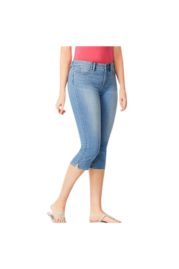 capri pants for women Women Hight Waisted Denim Jeans Stretch Slim Pants Calf Length Jeans Light blue