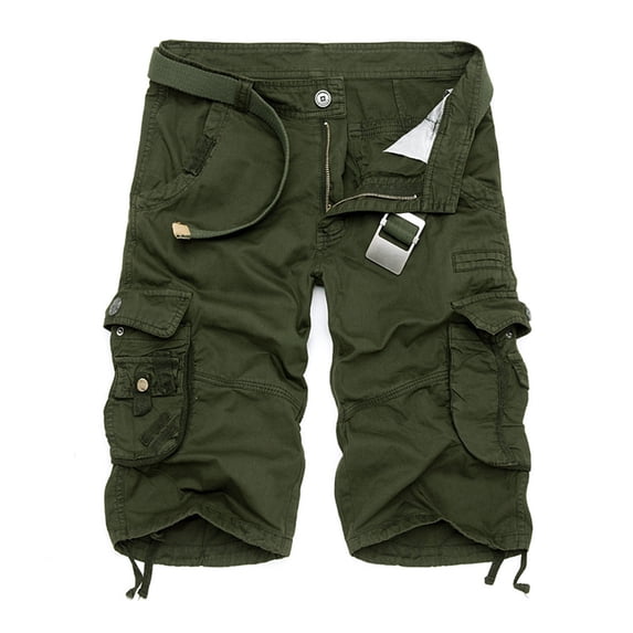 Lisingtool cargo shorts for men Men's Cargo Short Casual Cotton Shorts Work Short For Outdoor Short mens shorts Green