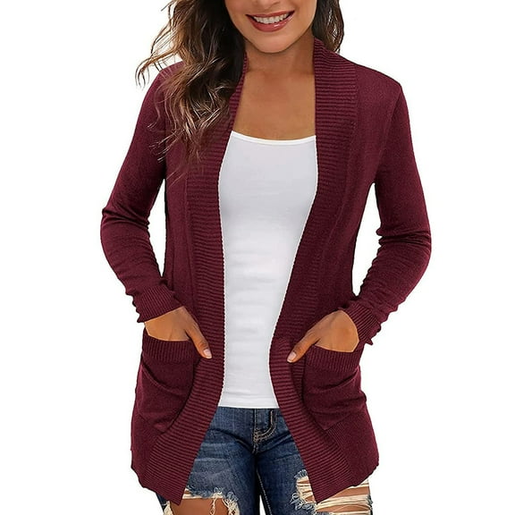 Lisingtool coats for women Women's Cardigans With Pockets Casual Lightweight Open Front Cardigan Sweaters S
