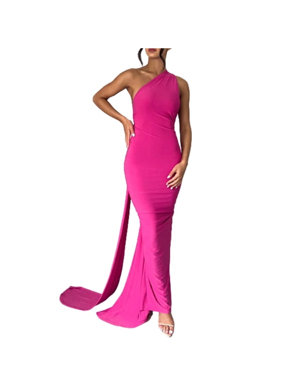 dresses for women 2023 Women Backless Dress Bodycon Sleeveless Open Back Maxi Dress Going Out Elegant Party Cocktail Long Dress homecoming dresses Hot Pink