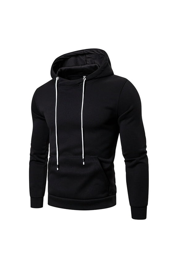 hoodies for men Men's Sweater Solid Color Loose Large Size Hooded Sweater Top Black