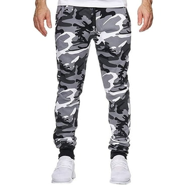 Lisingtool men's pants Men's Camouflage Print Shot Sports Jogging Fitness Casual Trousers sweatpants for men Grey