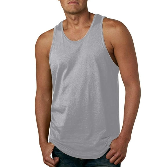 Lisingtool tank tops men Men Spring Summer Casual Slim Solid Sleeveless Vest Tank Tops Blouse Grey