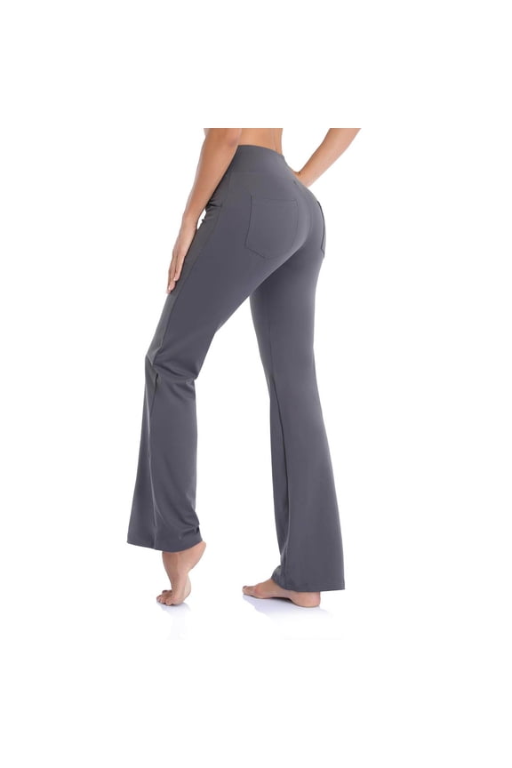 yoga pants women yoga pants high waist flare leggings wide straight leg sports trousers flared trousers with pocket for yoga pilates fitness pants for women grey