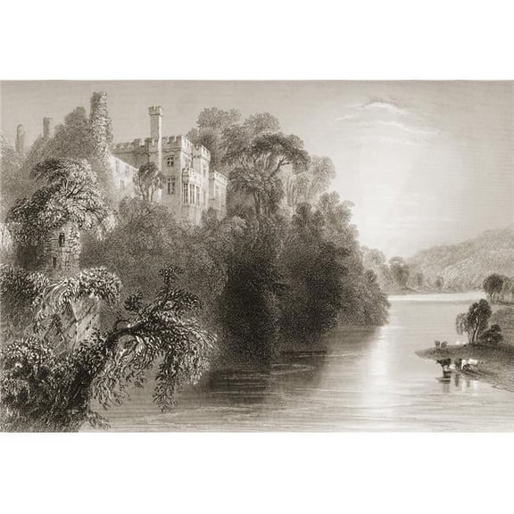 Lismore Castle County Waterford Ireland Drawn by Whbartlett Engraved by E Benjamin From the Scenery & Antiqui Poster Print - 18 x 12