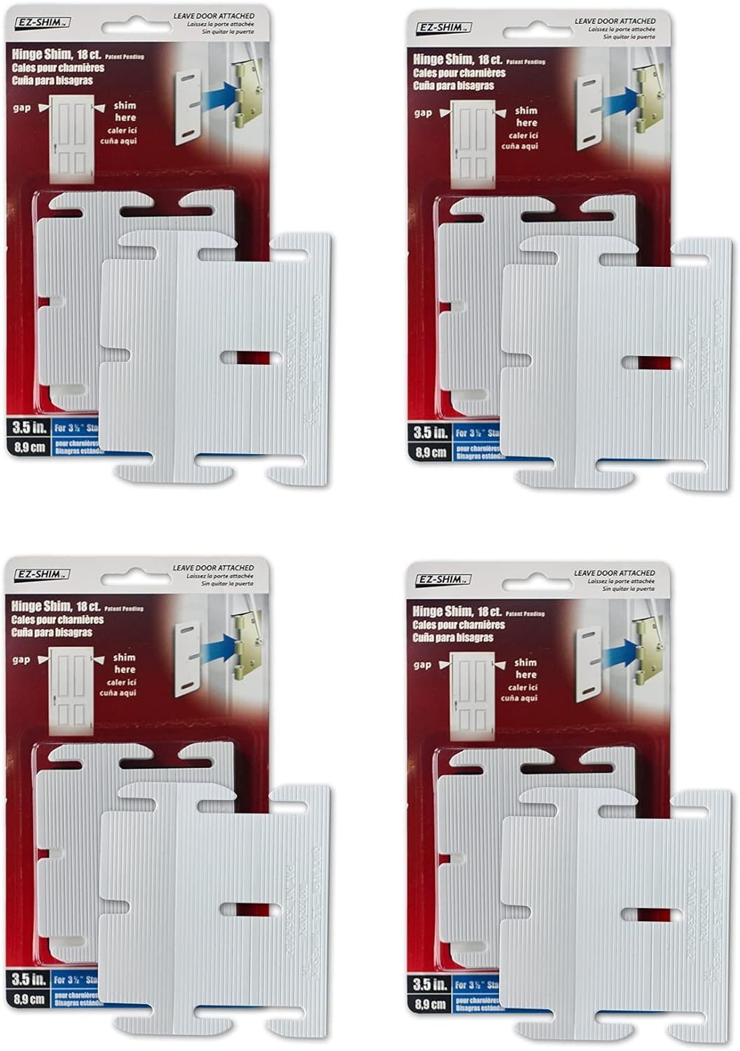 Lisongin EZShim 72 Pack, Quick Align Hinge Shims for 3.5" Hinge P