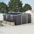 thumbnail image 1 of Lisonu 10x12 ft Metal Storage Shed, Heavy-Duty Outdoor Shed with All-Weather Steel Panels for Backyard Garden & Tool Storage, Dark Gray, 1 of 26