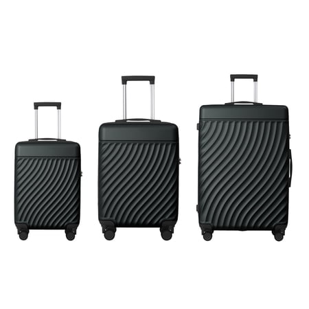Lisonu 3-Piece Hardshell Luggage Set, Dark Green ABS Suitcases with Spinner Wheels & TSA Lock, Lightweight Durable Travel Set (20/24/28)