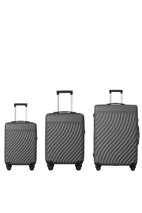 3-Piece Luggage Set, Gray Hardshell Suitcase Set with Spinner Wheels & TSA Lock, Durable ABS Travel Trolley, 20" 24" 28"