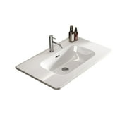 Lisonu 30" Glossy White Ceramic Integrated Basin Modern Bathroom Sink with Rounded Edges for Home Kitchen Vanity