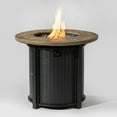 thumbnail image 1 of Lisonu 30" Propane Gas Fire Pit Table, 50000 BTU Round Steel Fire Pit with Imitation Wood Grain Finish for Outside Patio Deck Garden Backyard- Black, 1 of 8