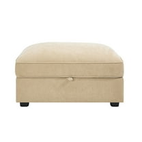 Lisonu 34" Rectangular Storage Ottoman, Multi-Functional Footrest and Extra Seat in Soft Wheat Chenille Fabric for Living Room