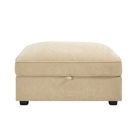 Lisonu 34" Rectangular Storage Ottoman, Multi-Functional Footrest and Extra Seat in Soft Wheat Chenille Fabric for Living Room