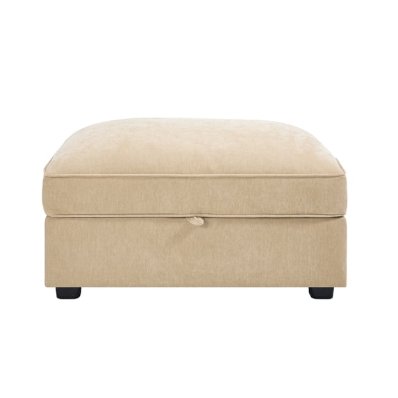 Lisonu 34" Rectangular Storage Ottoman, Multi-Functional Footrest and Extra Seat in Soft Wheat Chenille Fabric for Living Room