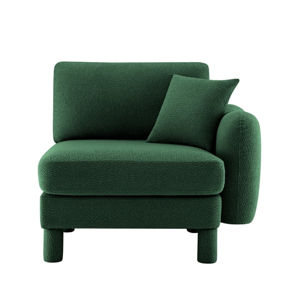 Lisonu 39" Modern Modular Armchair, Right-Side Facing Boucle Accent Chair, Sofa Component for Custom Sectionals, Green