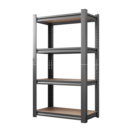Lisonu 4-Tier Heavy-Duty Storage Rack, Adjustable Shelving Unit with Steel Frame and MDF Shelves, 800 Lb Capacity Utility Shelf for Garage and Pantry, Black