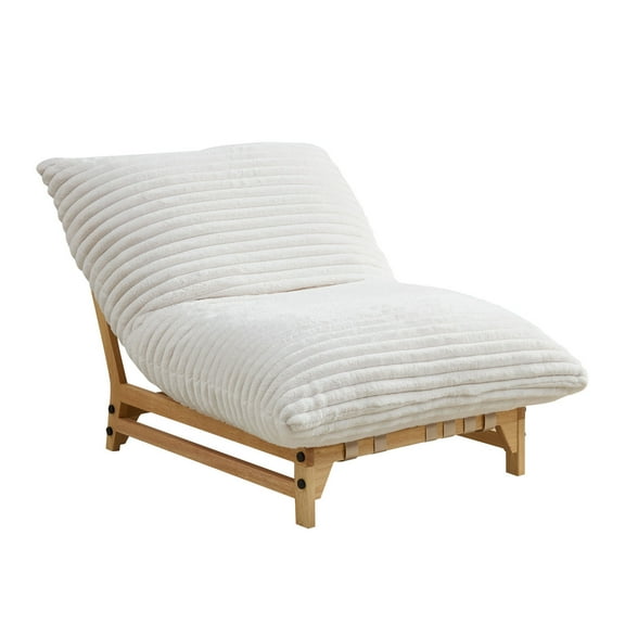 Lisonu 43" Armless Accent Chair, No Assembly Required, Modern Lazy Sofa with Memory Foam, Oversized Reading & Gaming Chair for Living Room, Off-White Corduroy