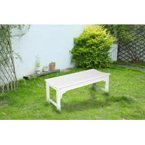 Lisonu 46" Backless Outdoor Bench, All-Weather HDPE Adirondack Bench with Wood Texture, Heavy-Duty Poly Lumber Patio Seat for Garden or Porch, 500 lbs Capacity, White