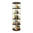thumbnail image 1 of Lisonu 5-Tier Rotating Bookshelf, 63" Tall 360° Spinning Bookcase Tower, Modern Round Display Shelf with Modular Design for Living Room & Office, Gold & White, 1 of 12