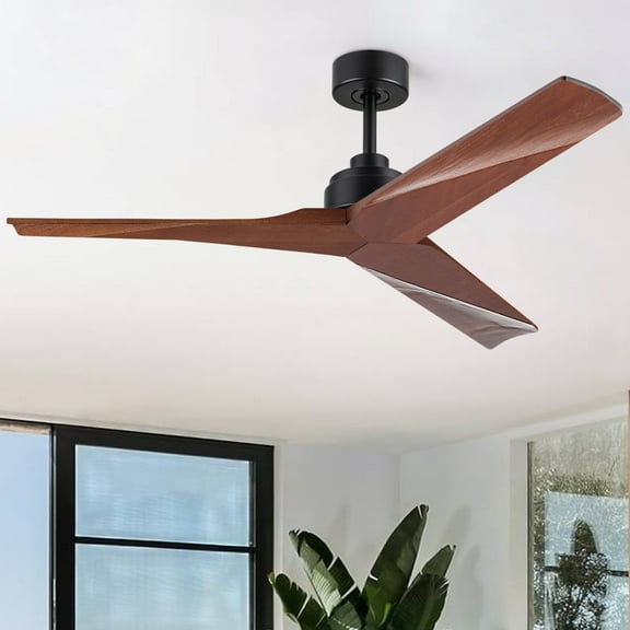 Lisonu 52-Inch Low Profile Ceiling Fan with LED Light, Modern Flush Mount Ceiling Fan with Remote, Reversible DC Motor for All Seasons, Matte Black