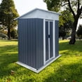 thumbnail image 1 of Lisonu 5x3 ft Outdoor Storage Shed, Pent Roof Metal Garden Shed with Lockable Doors, Galvanized Steel Tool House for Patio, Bike Storage, Backyard, Grey, 1 of 5