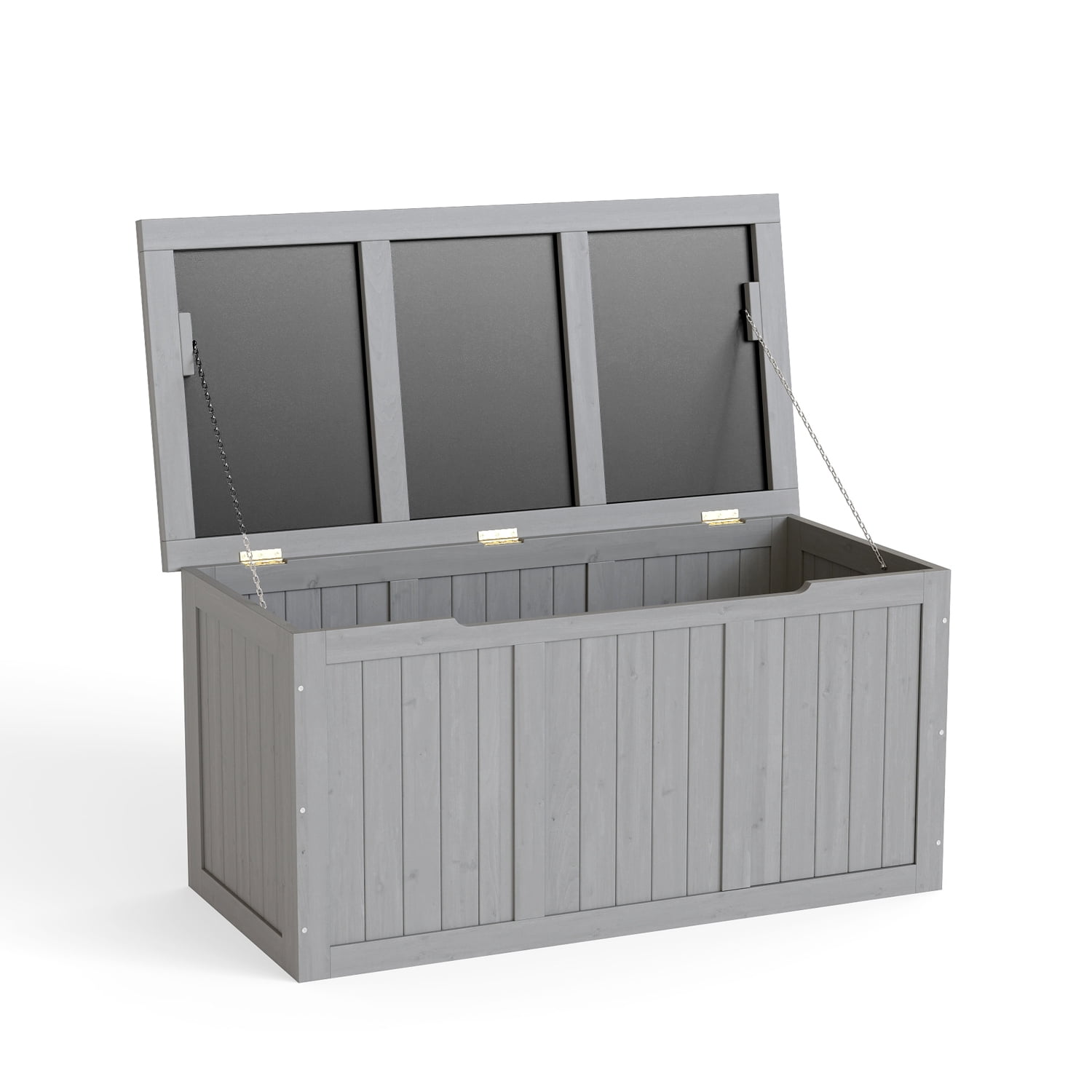 Lisonu 67 Gallon Wooden Deck Box, Solid Fir Wood Outdoor Storage Box ...