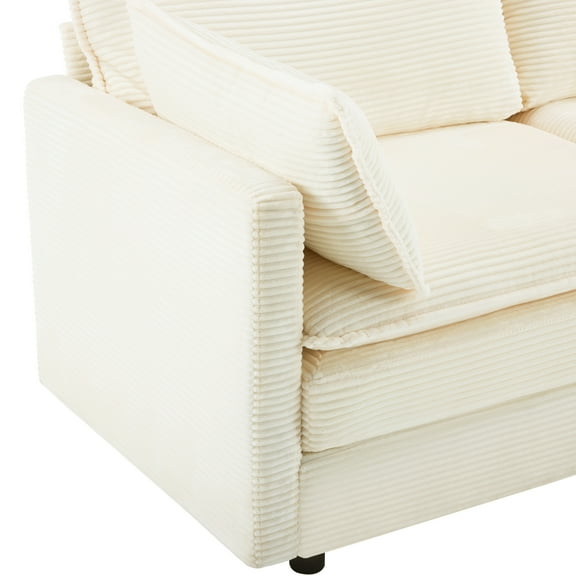 Lisonu 69" Modular Loveseat, 2-Seater Configurable Sectional Sofa with Chaise Option for Apartment and Small Spaces, Beige Corduroy