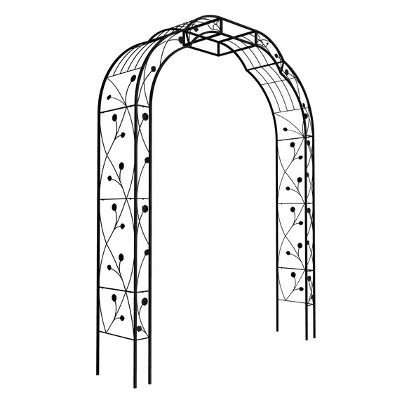 Lisonu 8.2ft Tall Metal Garden Arch, 6.2ft Wide Wedding Arch for Ceremonies & Climbing Plants, Rustproof Outdoor Garden Arbor, Black