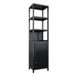 thumbnail image 1 of Lisonu Black Storage Tall Slim Cabinet with Shutter Door and 3 Tier Shelves, Natural Bamboo, 64.76 inches, 1 of 5