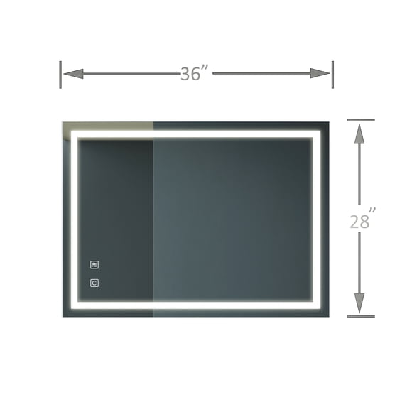 Lisonu Briiiliant 36"L x 28"W Bathroom Vanity Mirror - Anti- Fog, Dimmable Rectangle Mirror with Front lighting Smart Memory Function