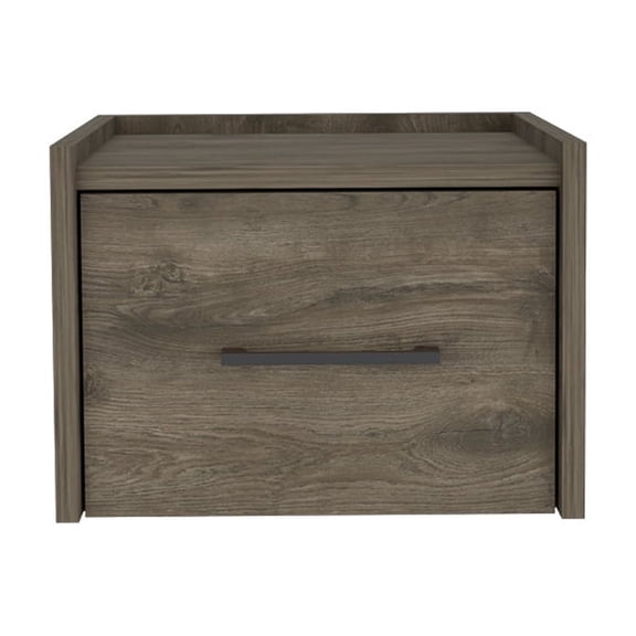 Lisonu Calion Floating Nightstand, Wall Mounted Bedside Table with Drawer, Engineered Wood Floating Shelf for Small Bedroom Spaces, Dark Brown