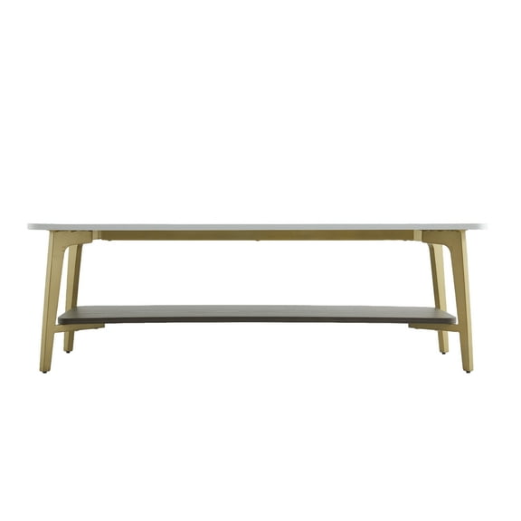 Lisonu Coffee Table Rectangular Center Table for Living Room Open Space Side Table with Metal Frame