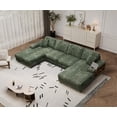 thumbnail image 1 of Lisonu Convertible U-Shaped Sectional Sofa, Corduroy Fabric, 4-Seat Modern Couch with Storage Armrest for Living Room, Green, 1 of 12