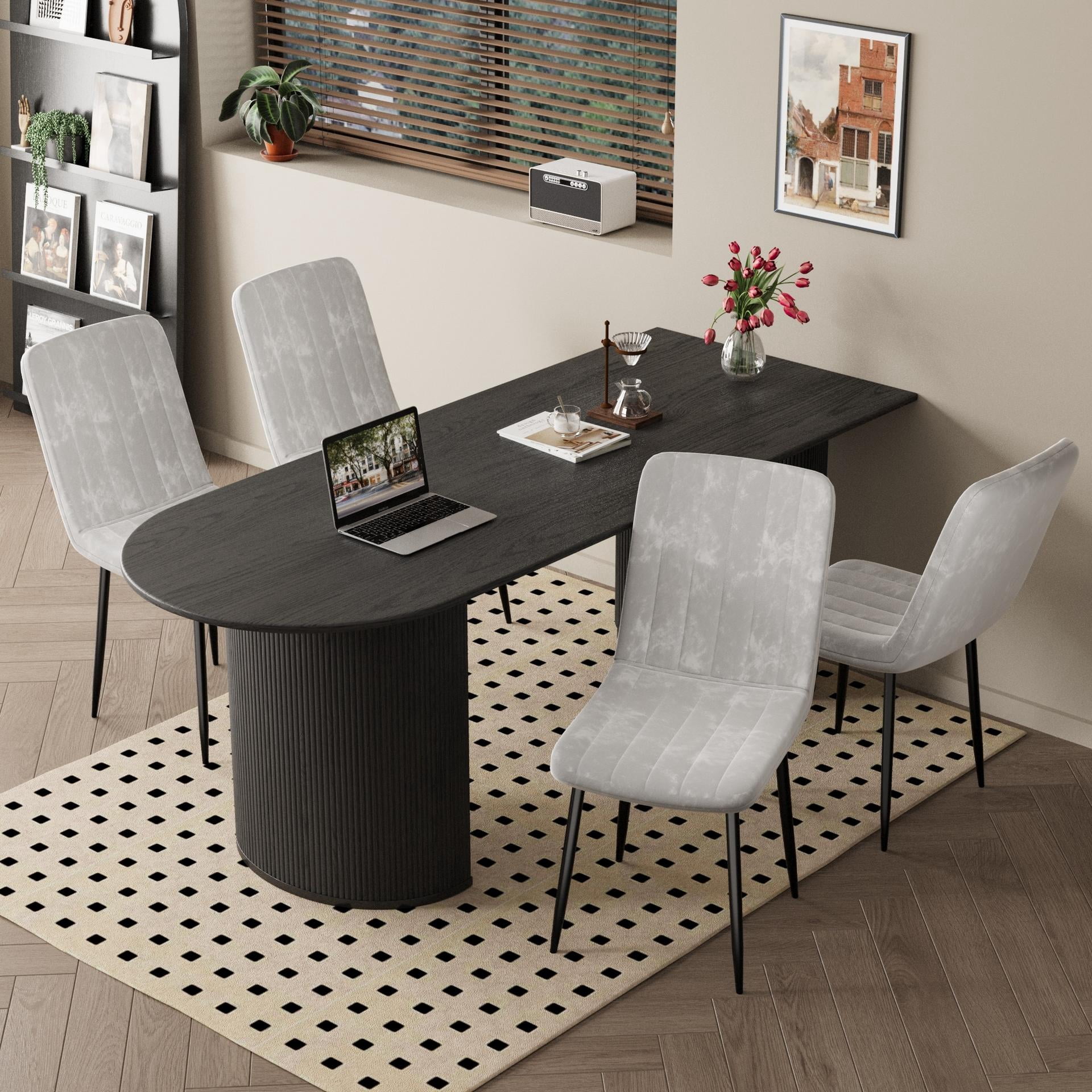 Lisonu Dining Chairs Set of 4, Modern Gray Kitchen Chairs with ...