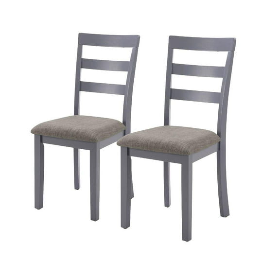 Lisonu Farmhouse Dining Chairs Set of 2, Gray Wooden Kitchen Chairs with Solid Wood Legs, High Ladder Back, 275lbs Cap, for Dining Room
