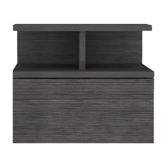 Lisonu Flopini Floating Nightstand, Wall Mounted Bedside Table with Drawer, Engineered Wood Floating Shelf for Small Spaces, Smokey Oak