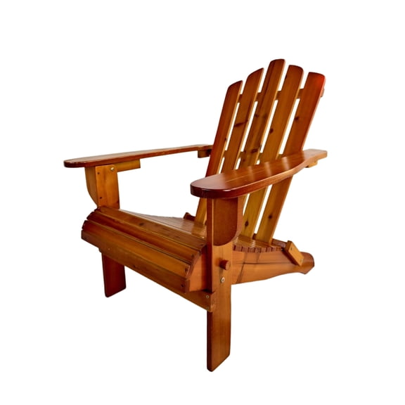 Lisonu Folding Adirondack Chair, Oak Solid Hardwood Outdoor Lounge Chair for Patio & Garden, Portable Weather Resistant Porch Seating, 250 lb Capacity