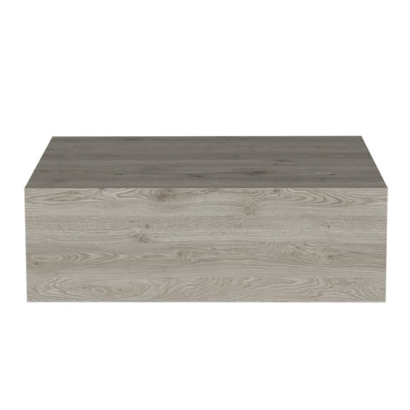 Lisonu Isola Floating Nightstand, Wall Mounted Bedside Table with Drawer and Open Cubby, Engineered Wood Floating Shelf for Bedroom, Light Gray