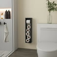 thumbnail image 1 of Lisonu Magna Freestanding Toilet Paper Holder Stand with Storage, Bathroom Cabinet for 5 Reserve Rolls, Engineered Wood Tissue Organizer, Black, 1 of 7