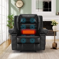 Lisonu Manual Massage Recliner Chair with Heat and 8-Point Vibration, Faux Leather Reclining Sofa for Living Room, Black