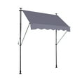 thumbnail image 1 of Lisonu Manual Retractable Patio Awning, 118 in, UV-Resistant Polyester Sun Shade with No-Drill Installation, Grey, 1 of 10