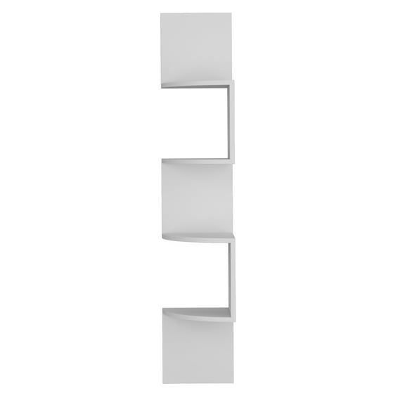 Lisonu Modern 4-Tier Wall Shelf, White Vertical Floating Bookshelf for Living Room, Space-Saving Display Shelf, Engineered Wood